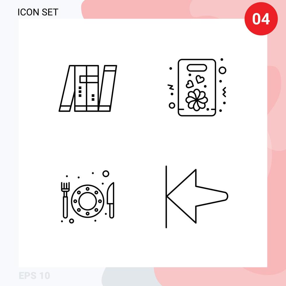 pack d'interface utilisateur de 4 couleurs plates de base remplies d'éléments de conception vectoriels modifiables de restaurant de cadeau intelligent de nourriture artificielle vecteur