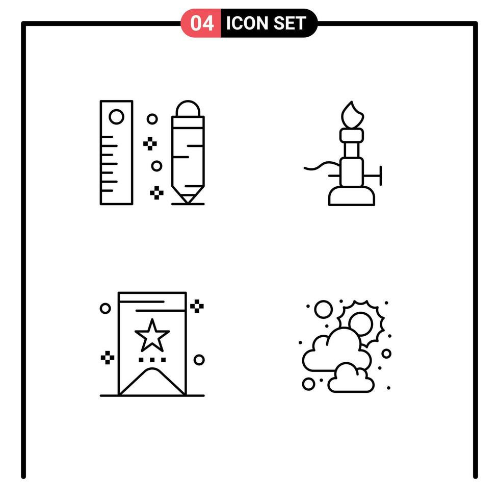 groupe de 4 signes et symboles de couleurs plates remplies pour dessiner des éléments de conception vectoriels modifiables vecteur