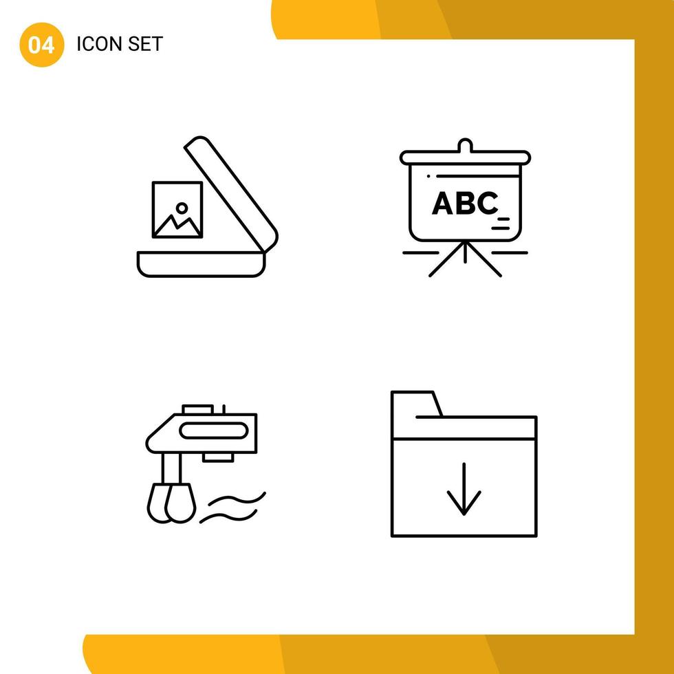 pack d'icônes vectorielles stock de 4 signes et symboles de ligne pour l'image mélangeur sac mélangeur dossier éléments de conception vectoriels modifiables vecteur