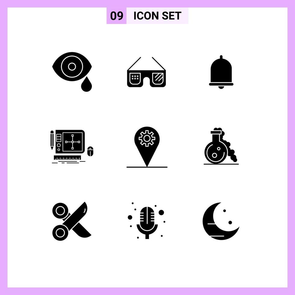 9 icônes créatives signes et symboles modernes de l'outil de conception web usa éléments de conception vectoriels modifiables sonores graphiques vecteur