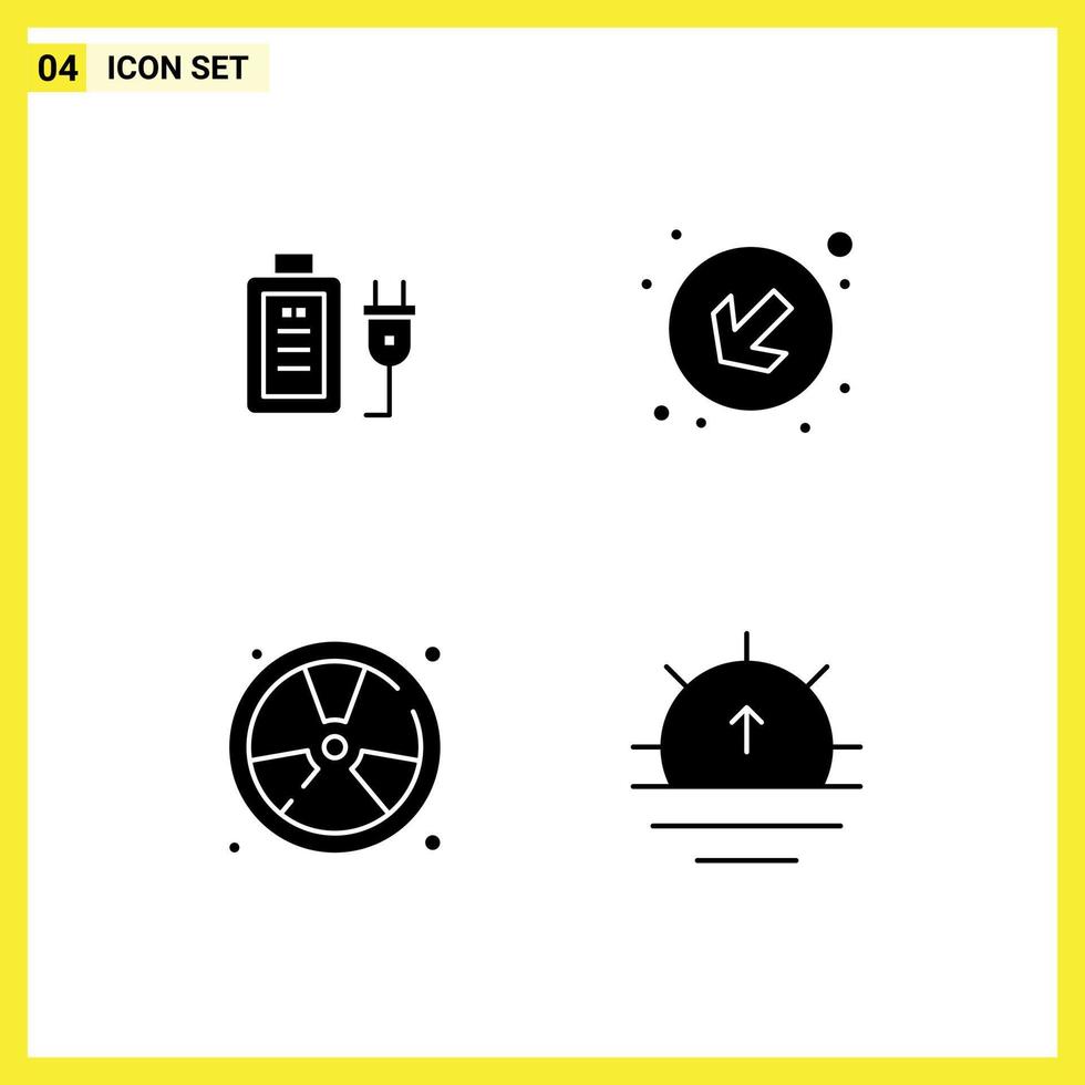 ensemble moderne de 4 glyphes et symboles solides tels que l'éducation au feu de batterie éléments de conception vectoriels modifiables à flotteur gauche vecteur