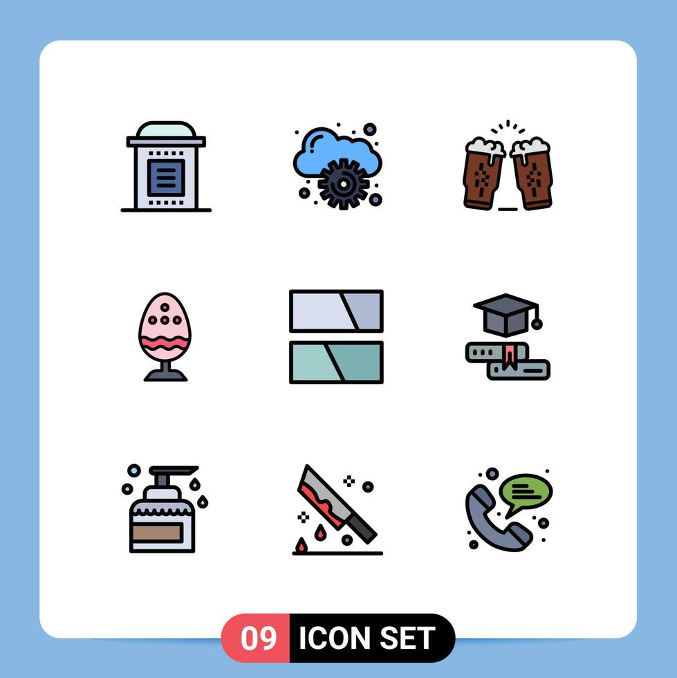 interface mobile fillline plat couleur ensemble de 9 pictogrammes de nourriture pâques bière oeuf bouilli irlande éléments de conception vectoriels modifiables vecteur