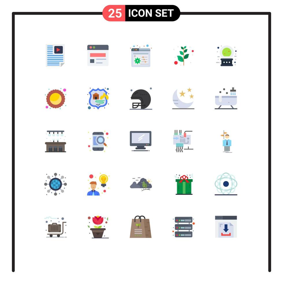 pack d'icônes vectorielles stock de 25 signes et symboles de ligne pour la magie du futur contrôle web boule de cristal olive éléments de conception vectoriels modifiables vecteur
