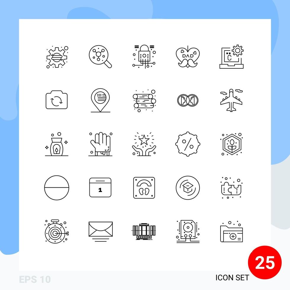 pack de 25 lignes créatives de code amour cyber fête des pères papa éléments de conception vectoriels modifiables vecteur