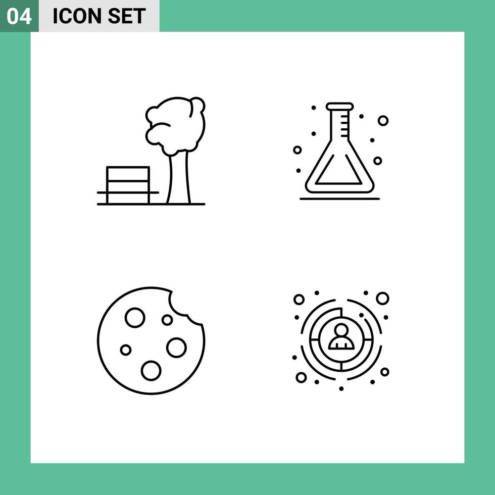 4 couleurs plates vectorielles thématiques remplies et symboles modifiables d'éléments de conception vectoriels modifiables de boisson de fiole d'arbre à biscuits vecteur