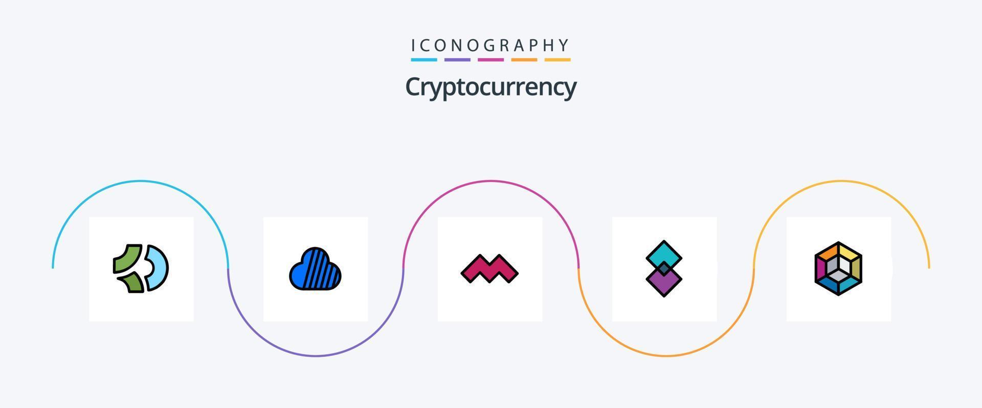 ligne de crypto-monnaie remplie de pack d'icônes plat 5, y compris crypto. voxels. mysterium. crypto-monnaie. pièce de monnaie vecteur