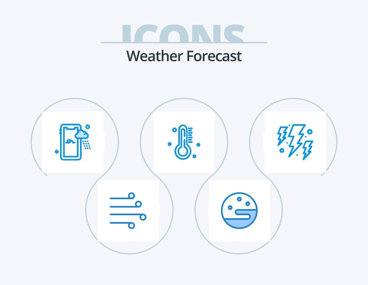 pack d'icônes bleu météo 5 conception d'icônes. pouvoir. verrouiller. mobile. pluie. température vecteur