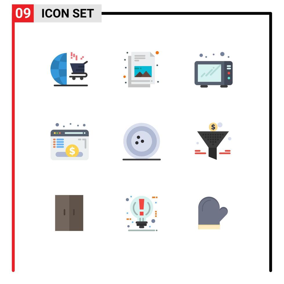 9 icônes créatives signes et symboles modernes de quilles boule cuisine récompenses site Web éléments de conception vectoriels modifiables vecteur