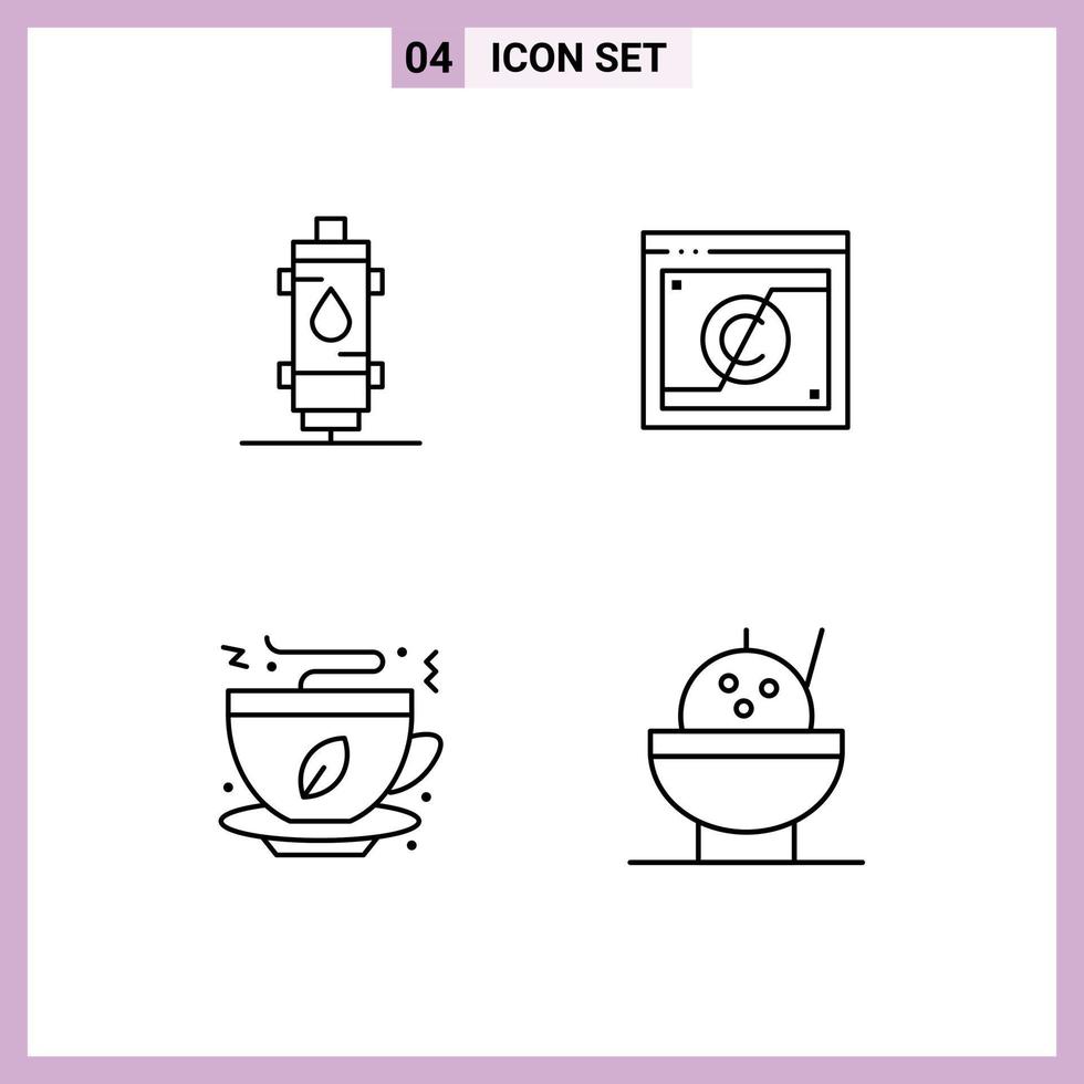 symboles d'icônes universels groupe de 4 couleurs plates modernes de domaine de chauffage éléments de conception vectoriels modifiables de thé d'affaires chaud vecteur