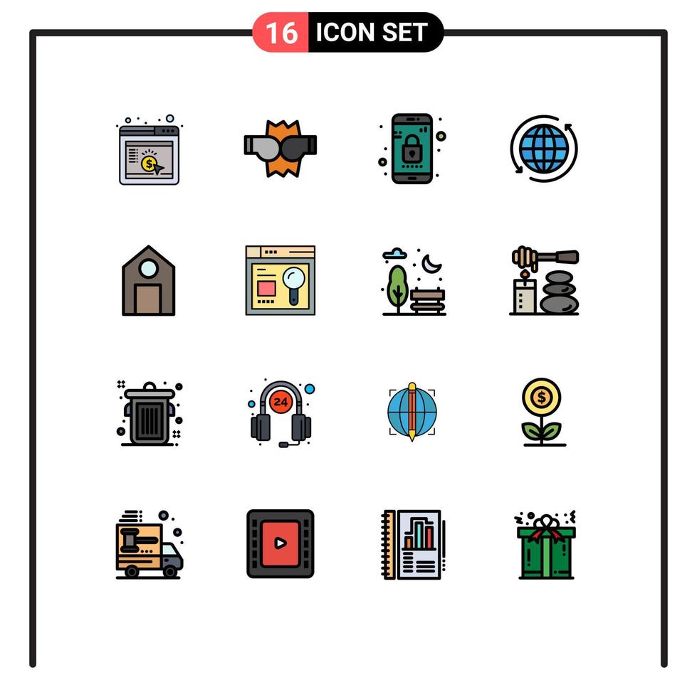 16 icônes créatives signes et symboles modernes d'apprendre flèche serrure globe de voyage éléments de conception vectoriels créatifs modifiables vecteur