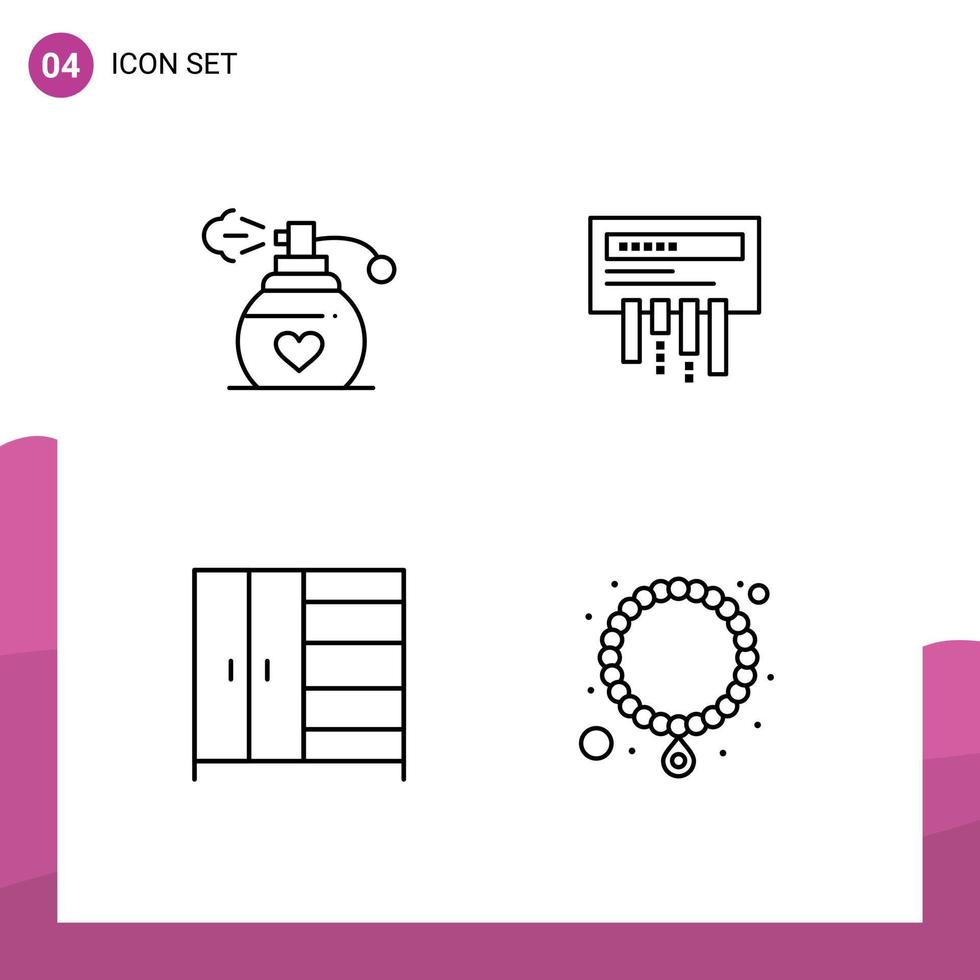 pack d'icônes vectorielles stock de 4 signes et symboles de ligne pour les éléments de conception vectoriels modifiables de collier radio de récepteur de garde-robe de parfum vecteur