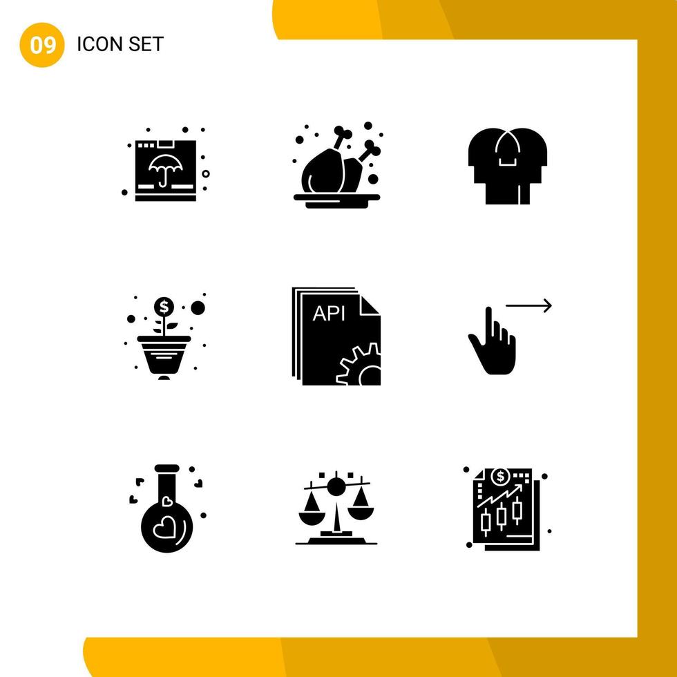 pack d'icônes vectorielles stock de 9 signes et symboles de ligne pour les éléments de conception vectoriels modifiables de tête d'argent de plaque d'arbre d'application vecteur