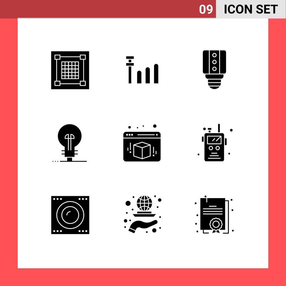 ensemble de 9 symboles d'icônes d'interface utilisateur modernes signes pour la police radio cube led gestion de boîte éléments de conception vectoriels modifiables vecteur