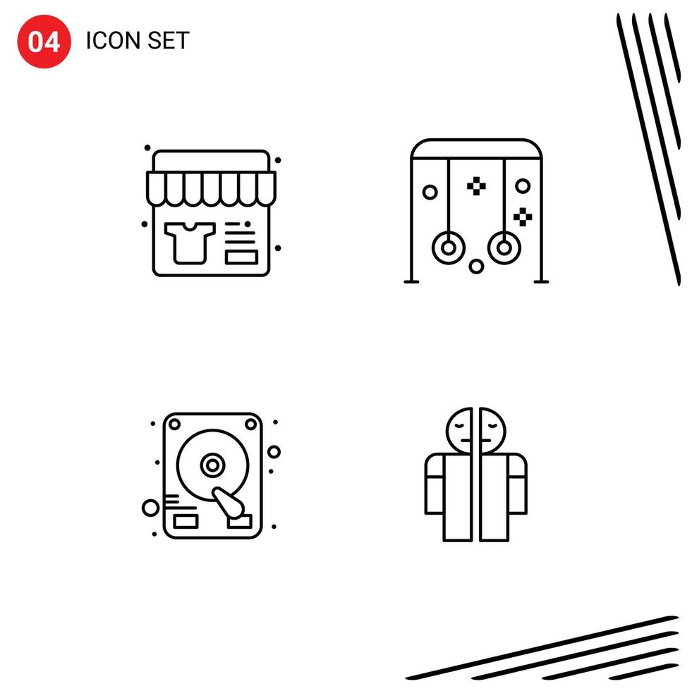 symboles d'icônes universels groupe de 4 couleurs plates de ligne de remplissage modernes de magasin de disque de vente éléments de conception vectoriels modifiables de disque dur de sport vecteur