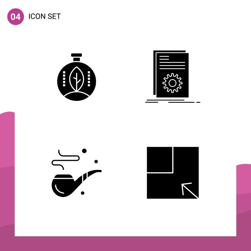 ensemble moderne de 4 glyphes et symboles solides tels que les éléments de conception vectoriels modifiables du jour du fichier de puissance du cigare vert vecteur