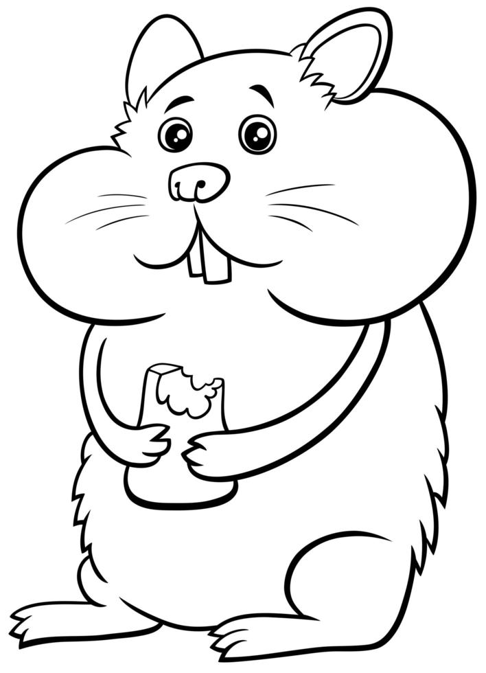 dessin animé, hamster, comique, animal, caractère, livre coloration, page vecteur