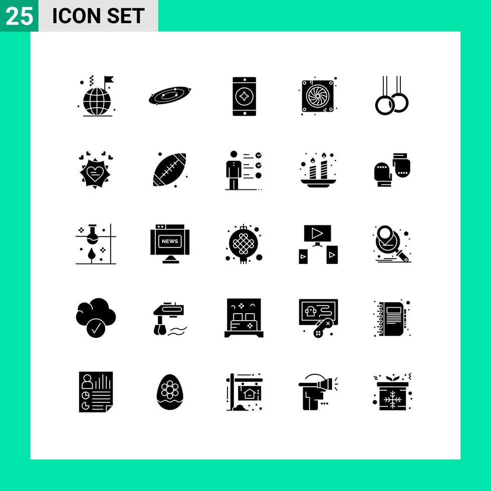 25 icônes créatives signes et symboles modernes de l'univers du matériel de gymnastique ventilateur éléments de conception vectoriels modifiables par ordinateur vecteur