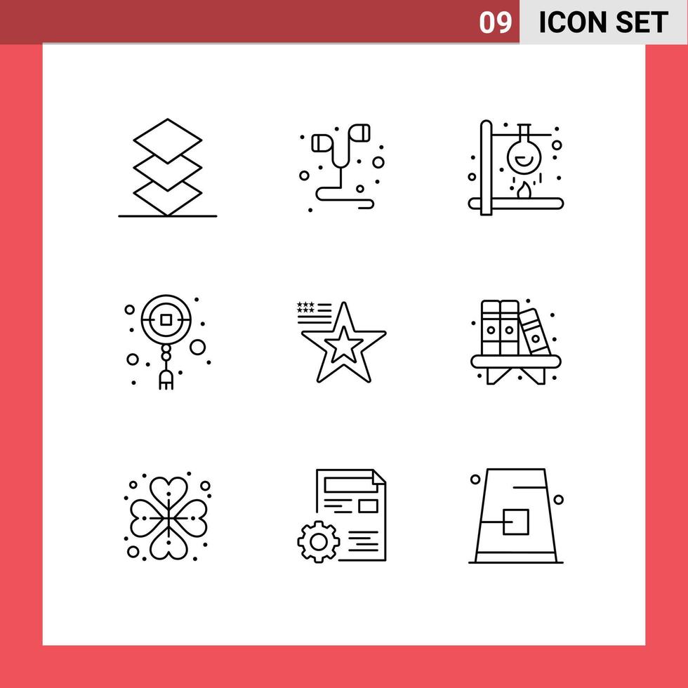groupe de 9 contours modernes pour l'ornement américain feu nouvel an chinois éléments de conception vectoriels modifiables vecteur