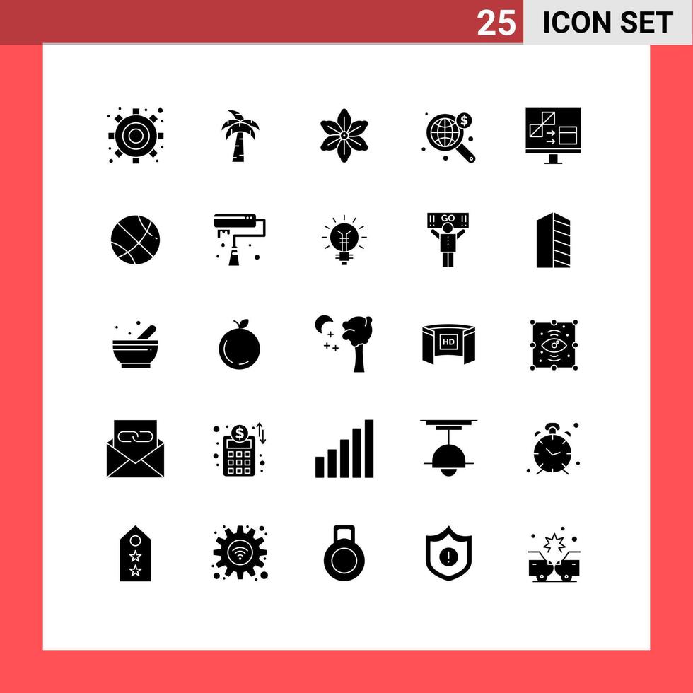 25 icônes créatives signes et symboles modernes de développement de codage nature app large éléments de conception vectoriels modifiables vecteur