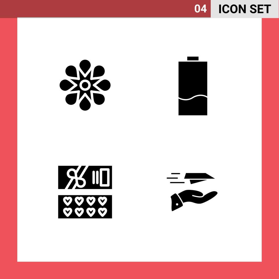 4 interface utilisateur pack de glyphes solides de signes et symboles modernes de décoration cadeau ramadan électricité amour éléments de conception vectoriels modifiables vecteur