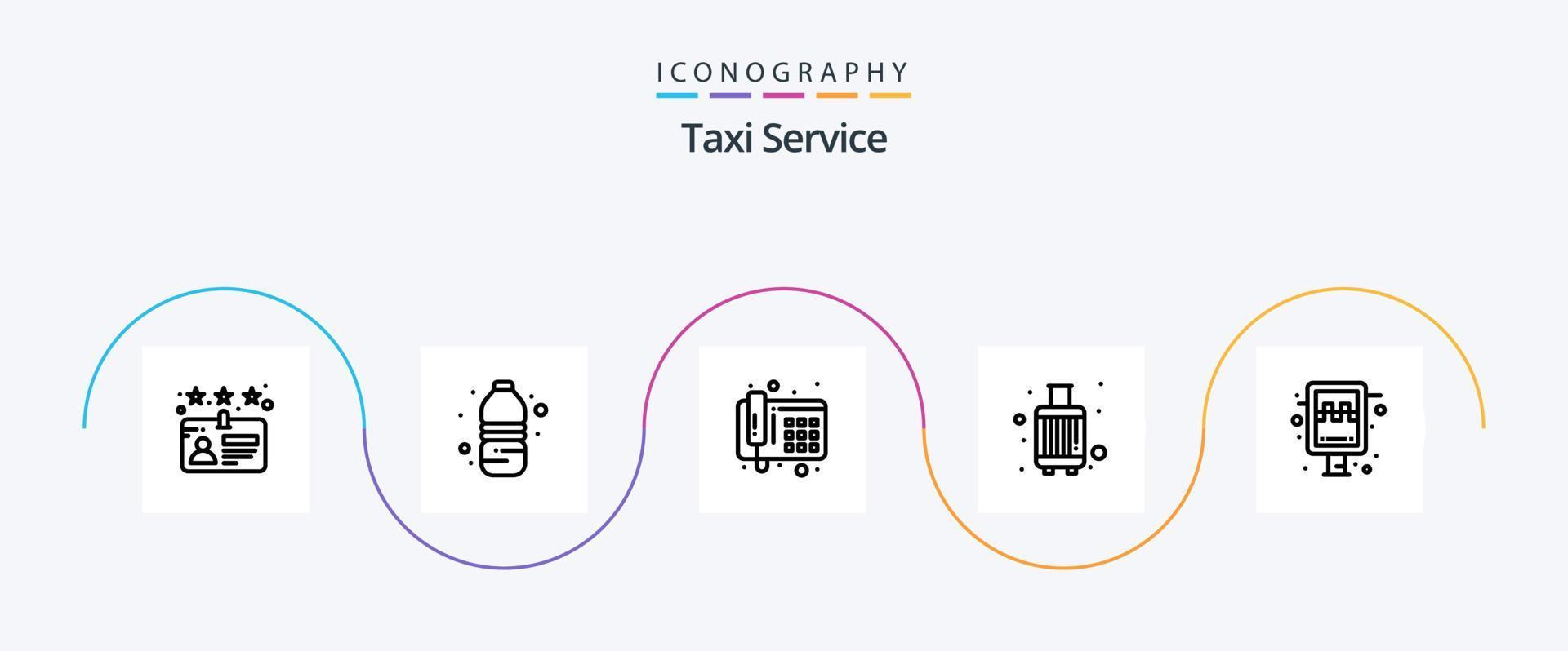 pack d'icônes de la ligne de service de taxi 5, y compris la station. conseil. téléphone. voyage. bagage vecteur