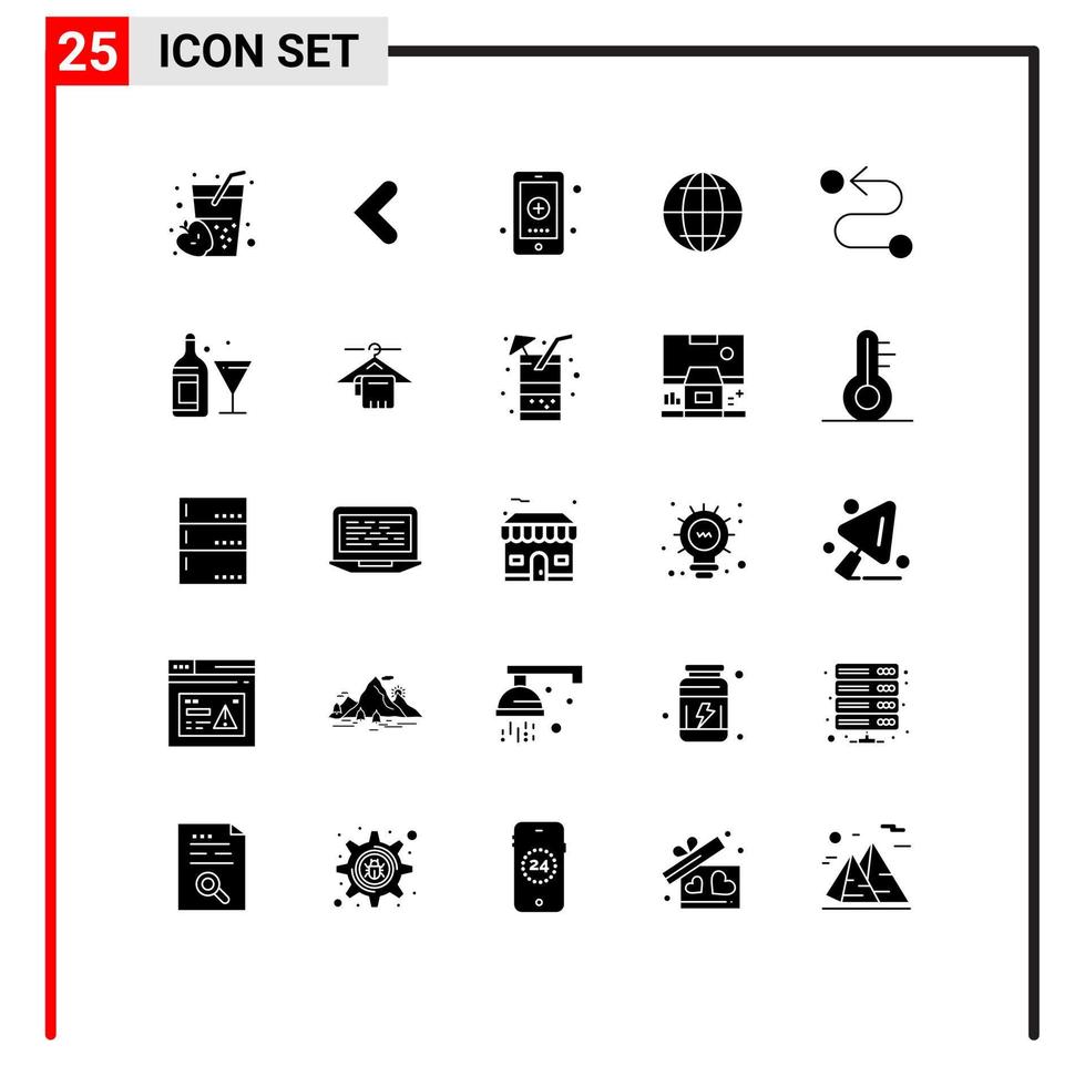 25 concept de glyphe solide pour les sites Web mobile et applications application web de route médecine internet éléments de conception vectoriels modifiables vecteur