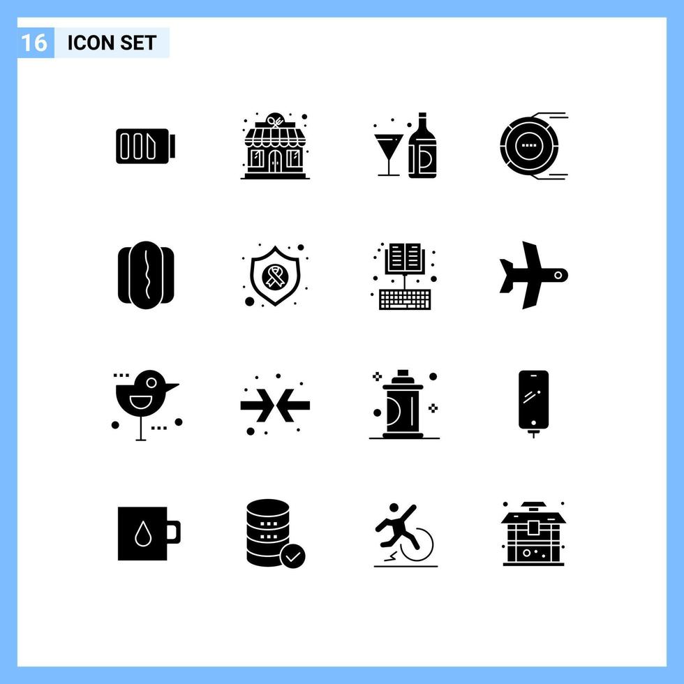 ensemble de 16 symboles d'icônes d'interface utilisateur modernes signes pour le diagramme de ressources analyse de boisson verre éléments de conception vectoriels modifiables vecteur