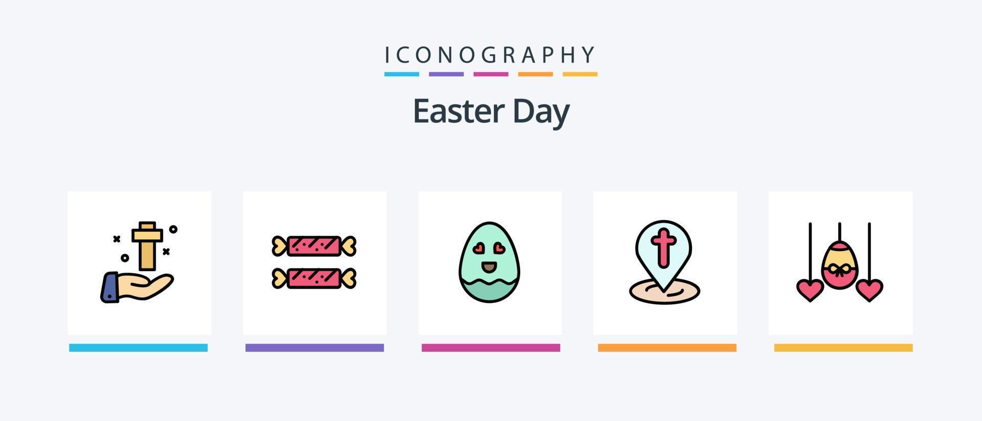 ligne de pâques remplie de 5 packs d'icônes comprenant un oeuf. vacances. moniteur. Pâques. œuf. conception d'icônes créatives vecteur