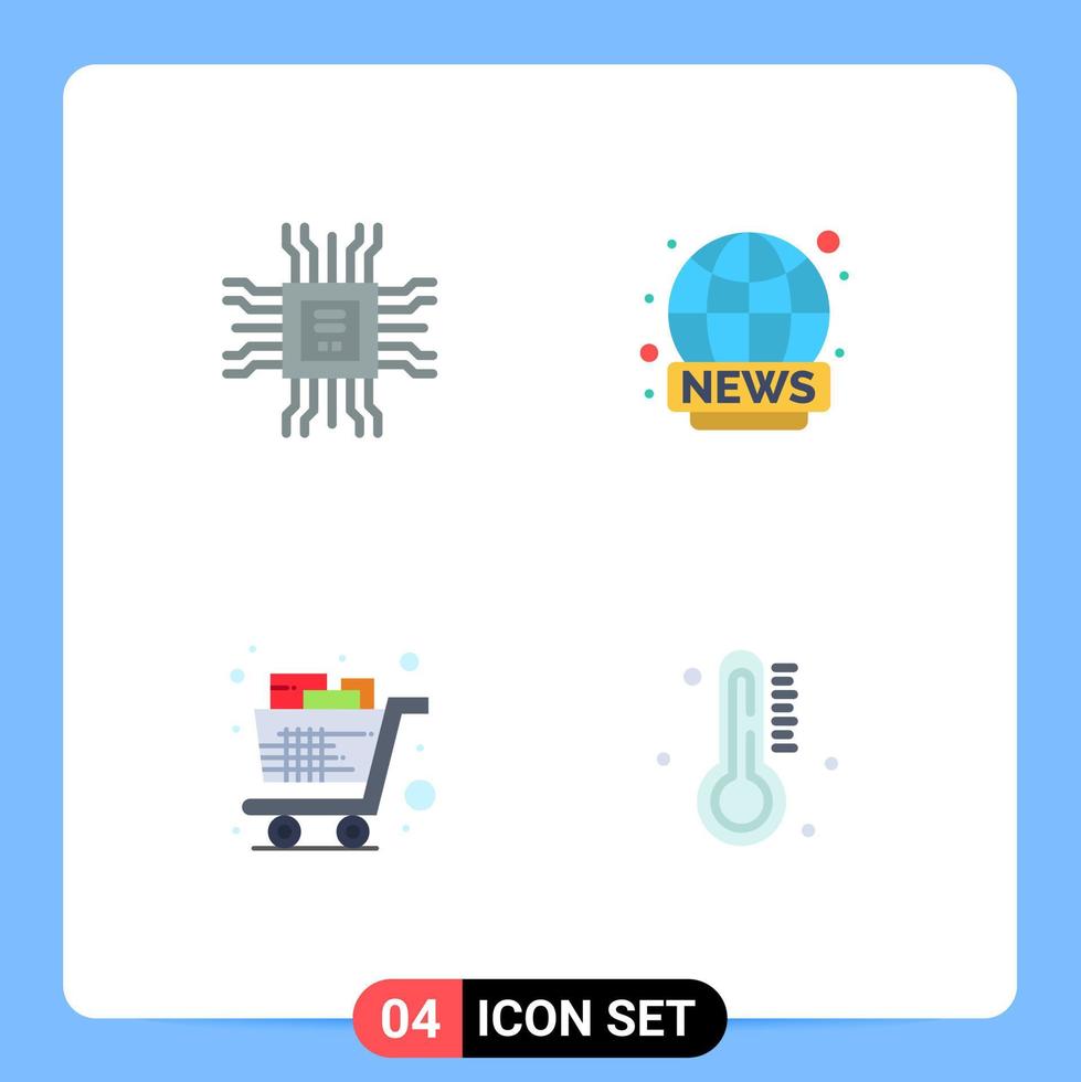 4 icône plate universelle signes symboles de la technologie complète du livre shopping en direct éléments de conception vectoriels modifiables vecteur