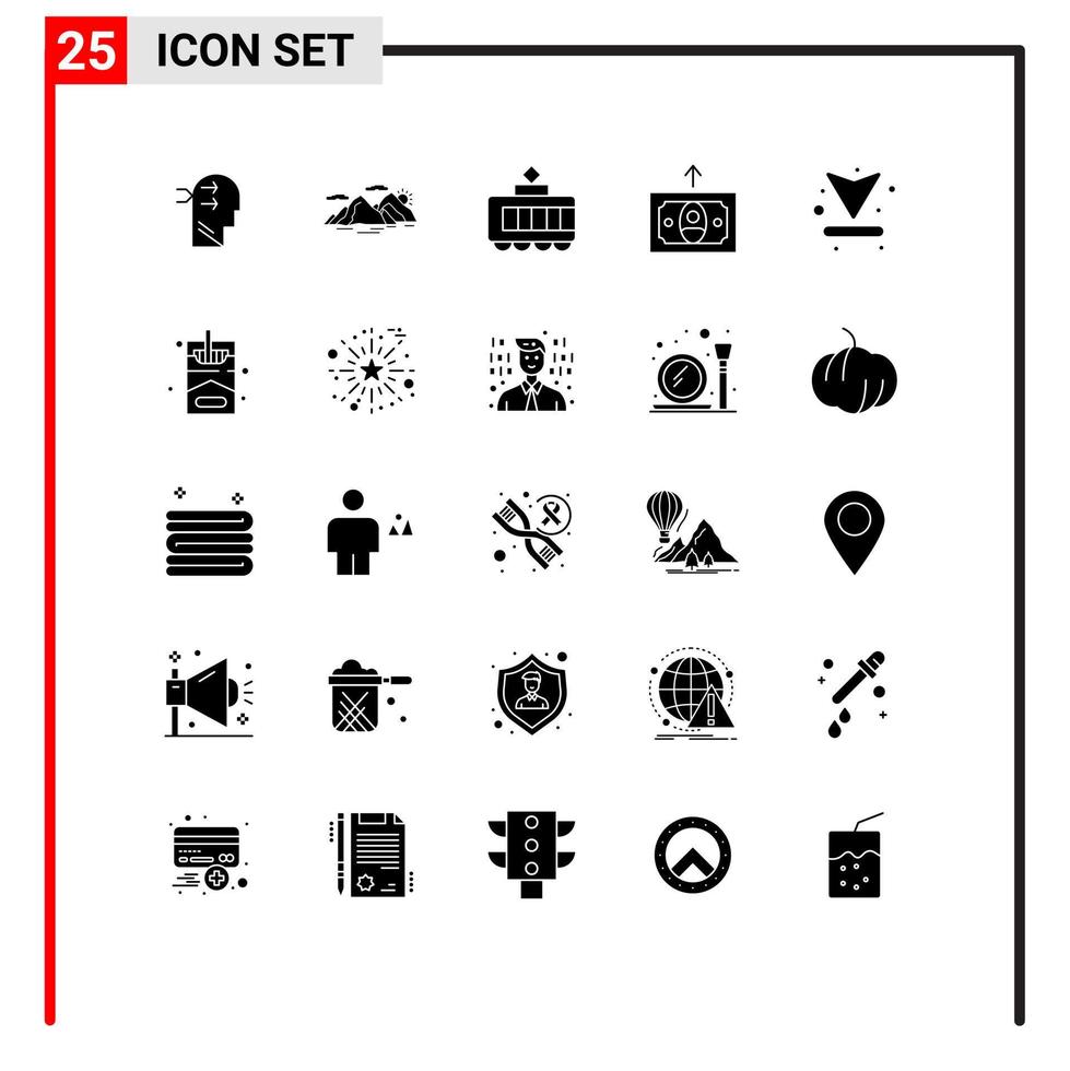 25 concept de glyphe solide pour les sites Web mobiles et les applications flèche vers le haut soirée argent éléments de conception vectoriels modifiables vecteur