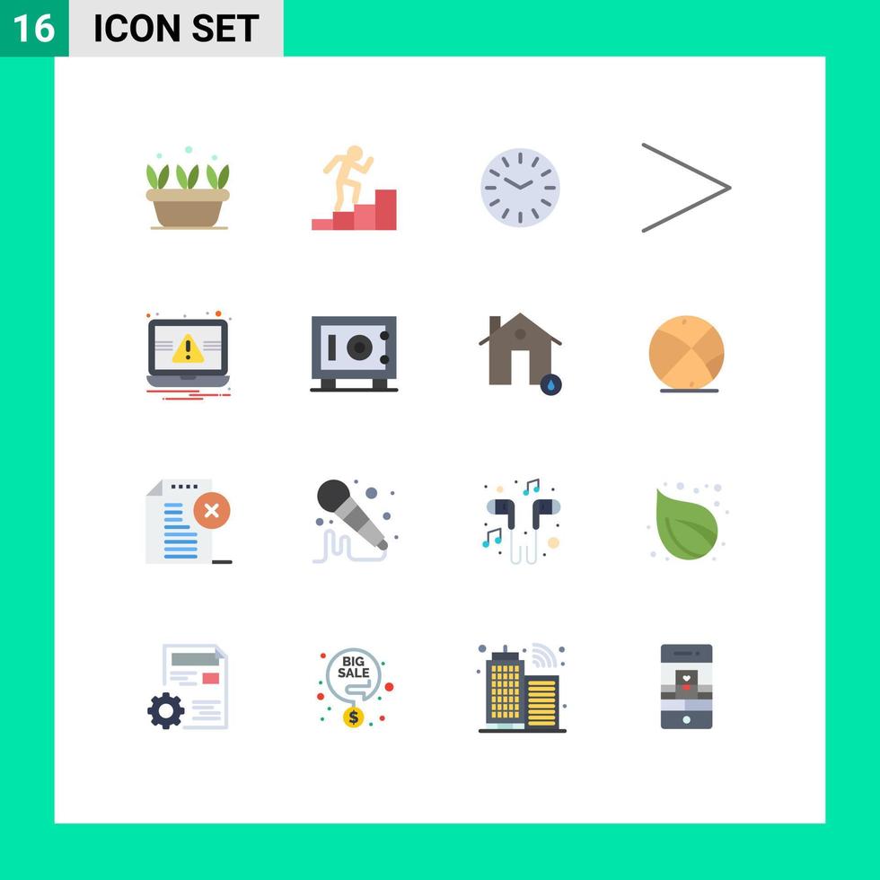 16 icônes créatives signes et symboles modernes de l'horloge de notification de dépôt ordinateur portable à droite pack modifiable d'éléments de conception de vecteur créatif