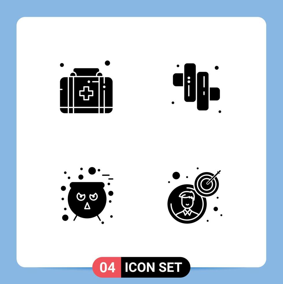 pack d'icônes vectorielles stock de 4 signes et symboles de ligne pour les premiers soins effrayant camping conseil objectif éléments de conception vectoriels modifiables vecteur