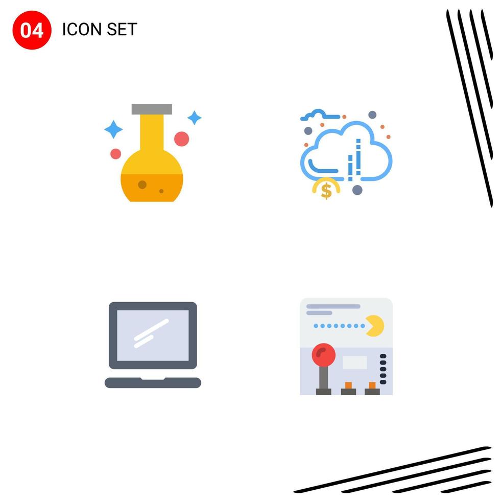 symboles d'icônes universelles groupe de 4 icônes plates modernes d'éléments de conception vectoriels modifiables de dispositif de don de test d'ordinateur de tube vecteur