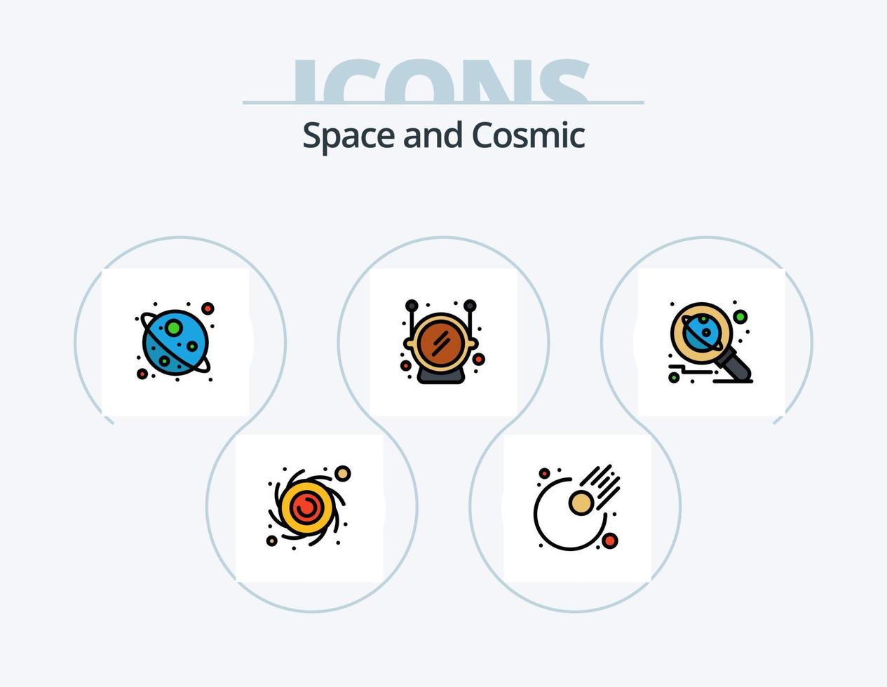 pack d'icônes remplies de ligne d'espace 5 conception d'icônes. . signal. prévision. antenne. météorite vecteur