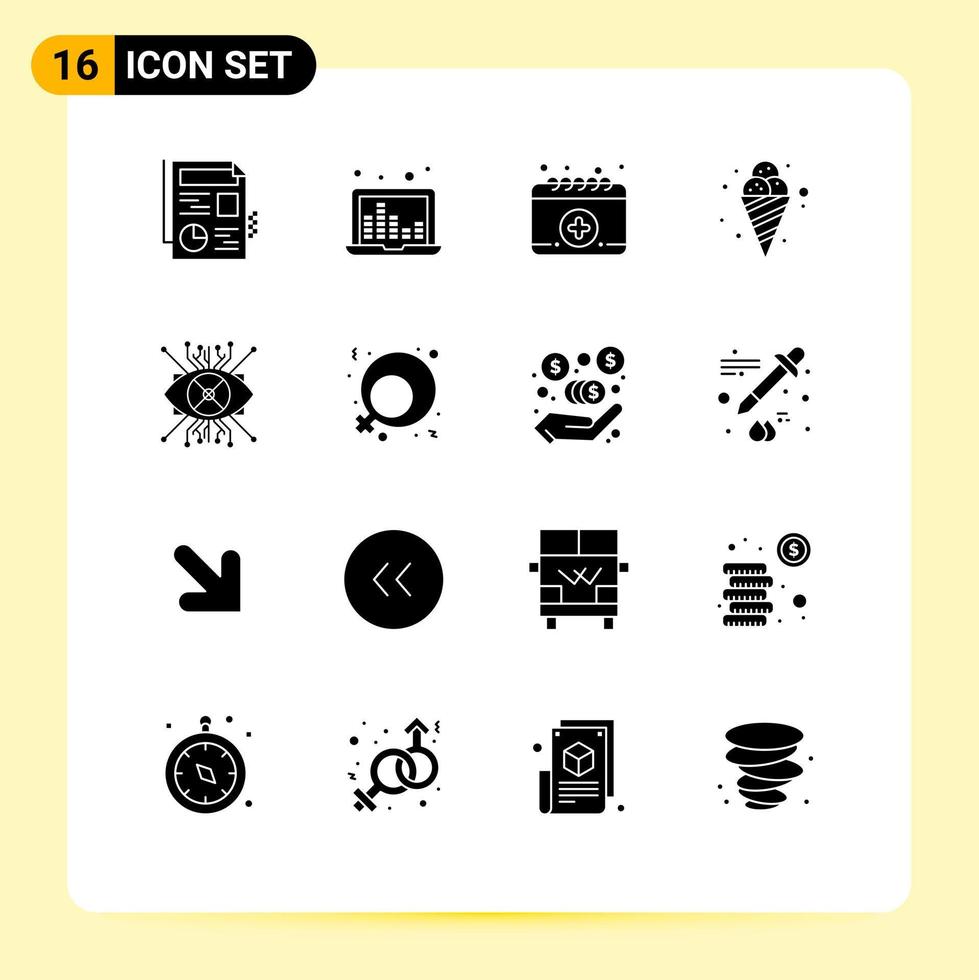 pack d'icônes vectorielles stock de 16 signes et symboles de ligne pour le calendrier d'augmentation des yeux ar éléments de conception vectoriels modifiables de crème glacée vecteur