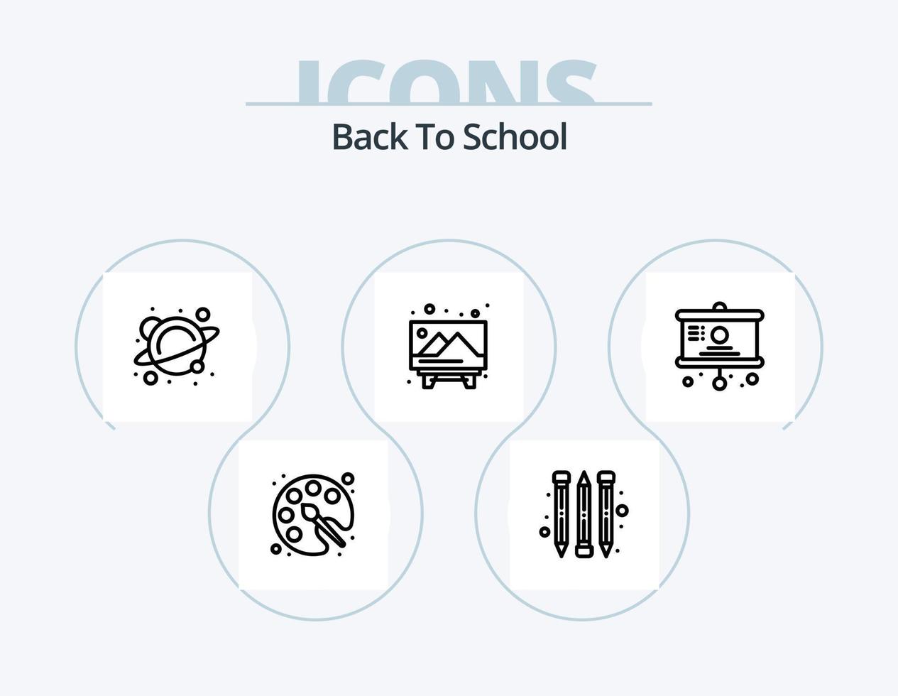 pack d'icônes de ligne de retour à l'école 5 conception d'icônes. montre. éducation. dessin. dessin. retour à l'école vecteur