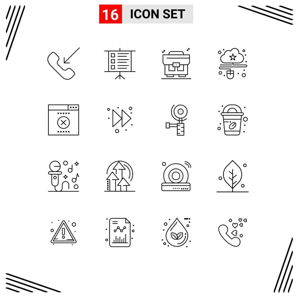 pack d'icônes vectorielles stock de 16 signes et symboles de ligne pour le sac d'erreur erroné éléments de conception vectoriels modifiables en ligne vecteur