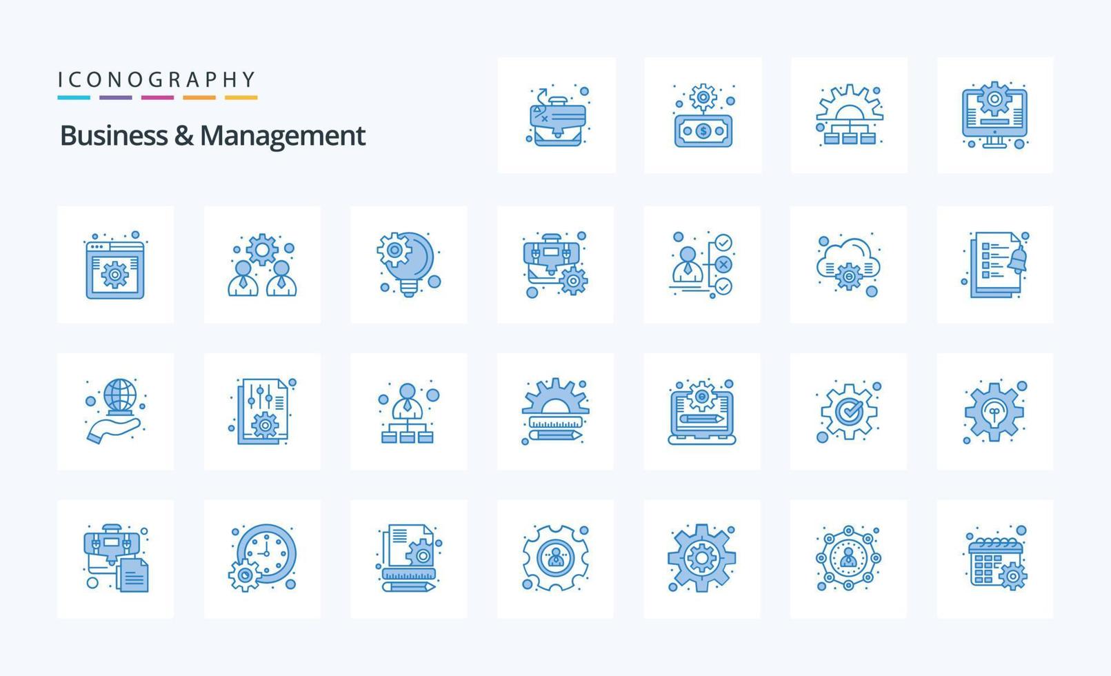 25 pack d'icônes bleues d'affaires et de gestion vecteur