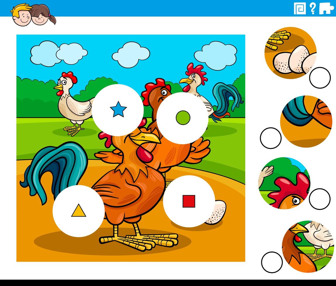 match de pièces avec des personnages de poulet vecteur