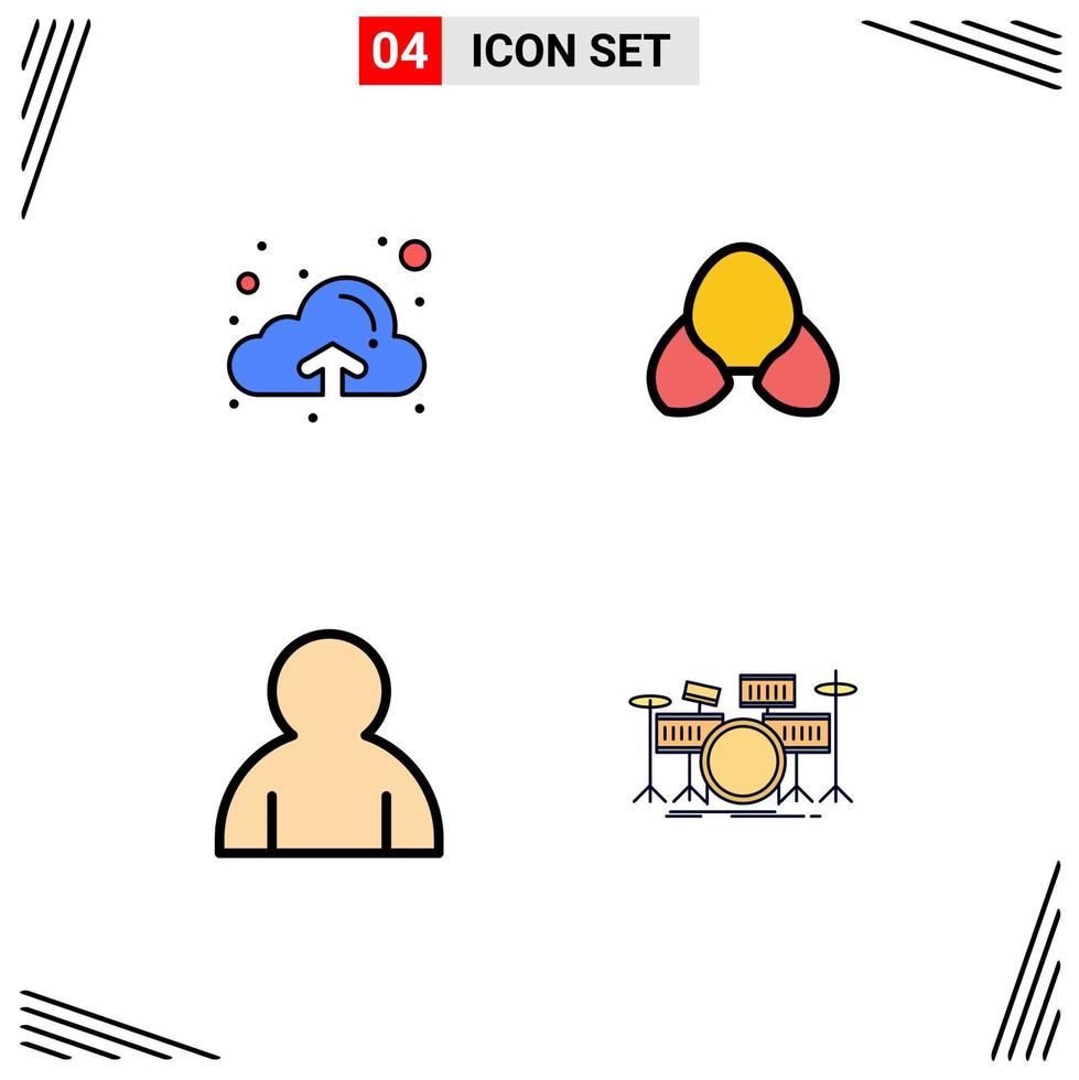 4 icônes créatives signes et symboles modernes de l'utilisateur du nuage vêtements de plage tambours éléments de conception vectoriels modifiables vecteur