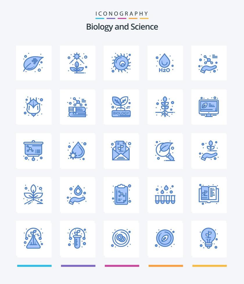 pack d'icônes bleues de biologie créative 25 telles que la molécule. protéger. animal. eau. goutte vecteur