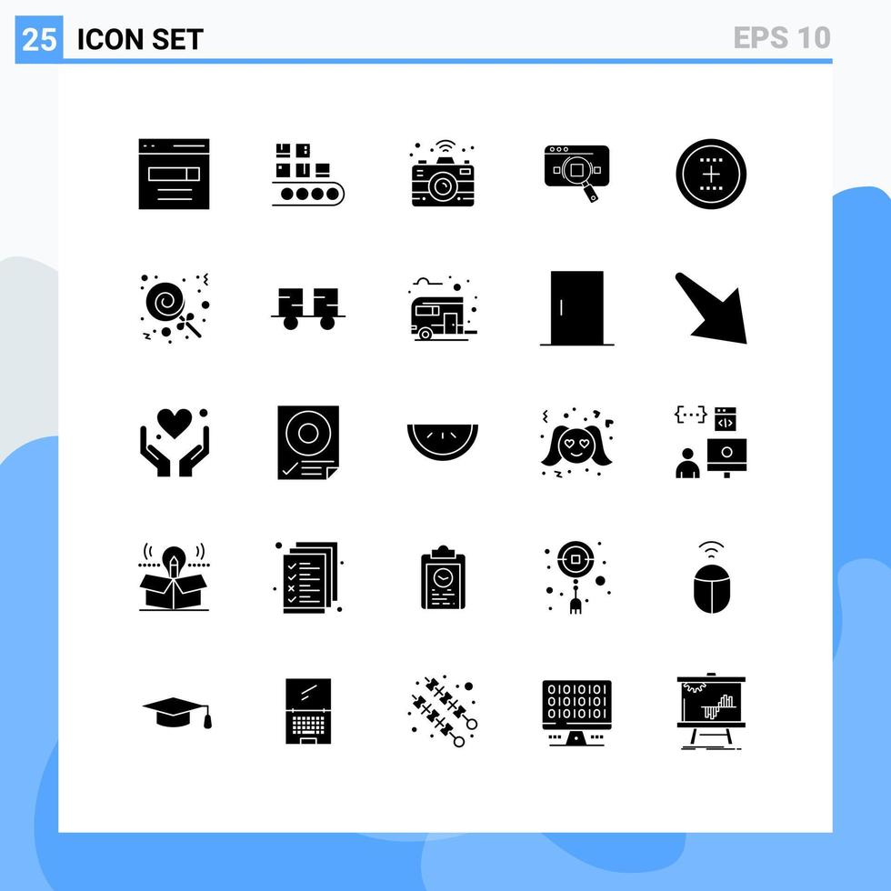 ensemble moderne de 25 glyphes et symboles solides tels que des éléments de conception vectoriels modifiables d'analyse de produits d'analyse d'informations wifi vecteur
