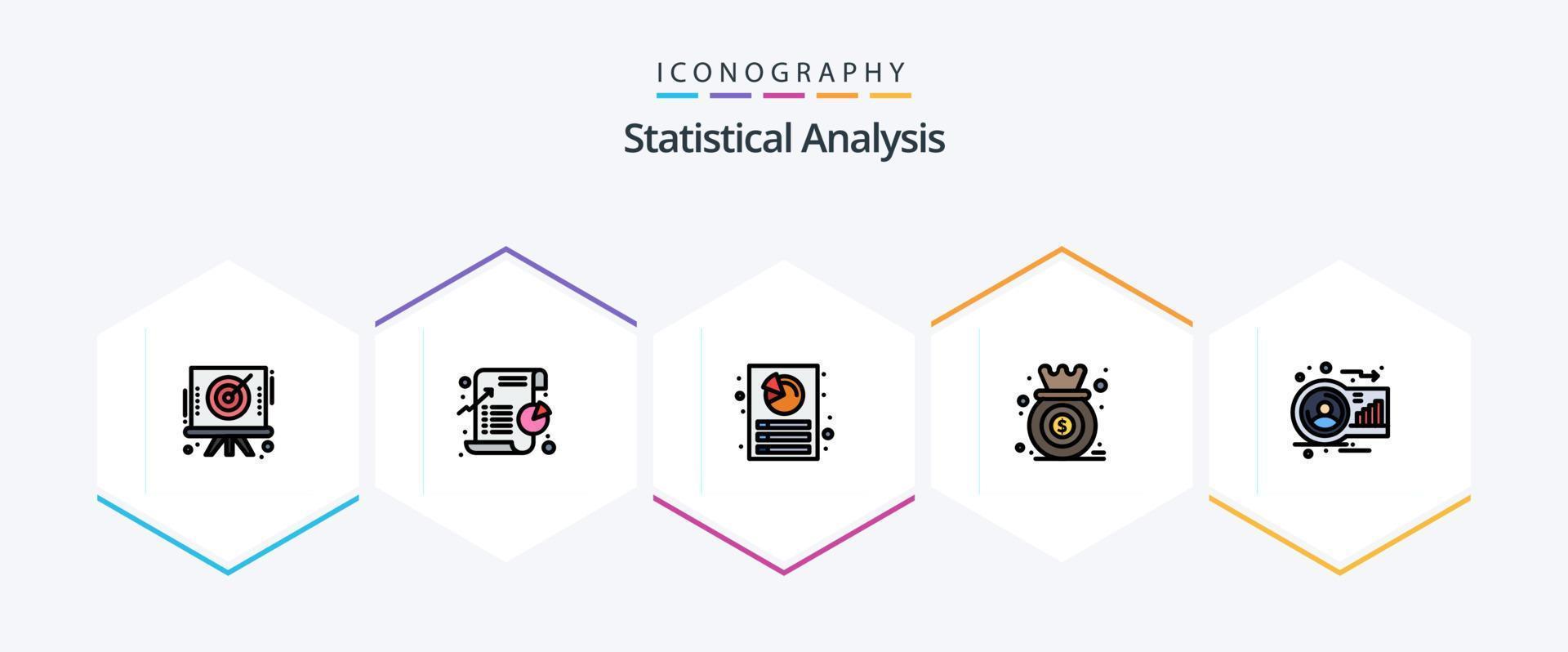 analyse statistique pack d'icônes de 25 lignes remplies, y compris la croissance. diagramme. statistique. graphique. rapport vecteur