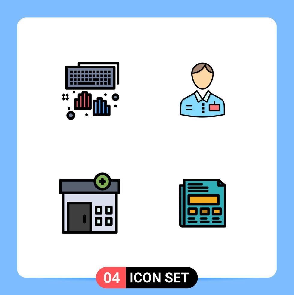 ensemble moderne de 4 pictogrammes de couleurs plates remplies de mains de portier de saisie médicale maison éléments de conception vectoriels modifiables vecteur