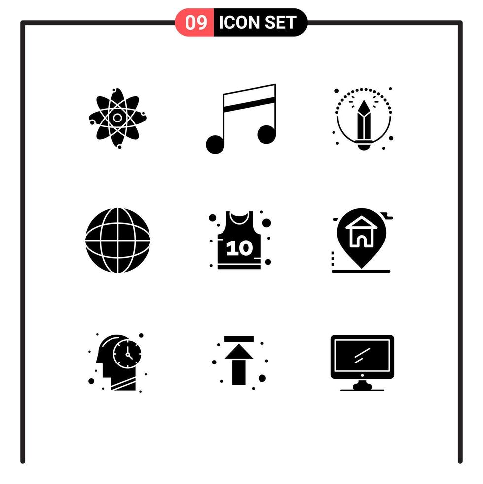 interface utilisateur pack de 9 glyphes solides de base d'éléments de conception vectoriels modifiables de laboratoire de chimie créative mondiale vecteur