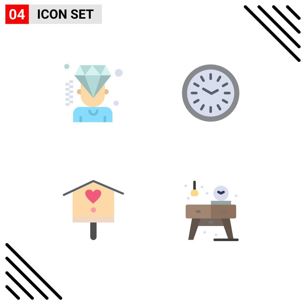 4 icônes créatives signes et symboles modernes de l'adhésion des oiseaux d'affaires iftar maison éléments de conception vectoriels modifiables vecteur