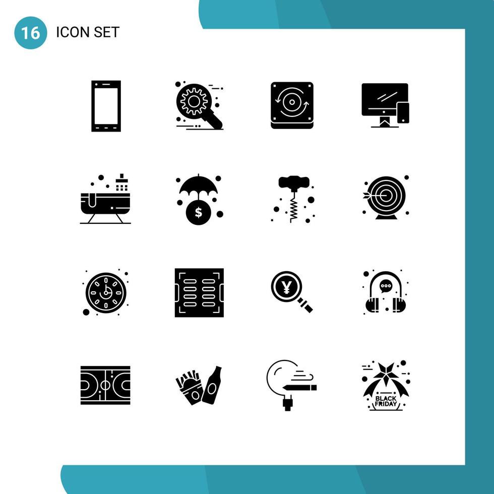 16 icônes créatives signes et symboles modernes de la baignoire informatique mobile moniteur imac éléments de conception vectoriels modifiables vecteur