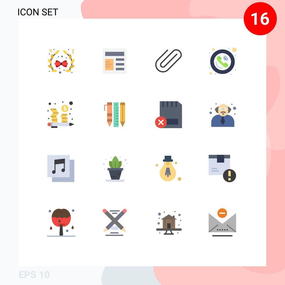 16 icônes créatives signes et symboles modernes d'investissement budget clip téléphone public modifiable pack d'éléments de conception de vecteur créatif