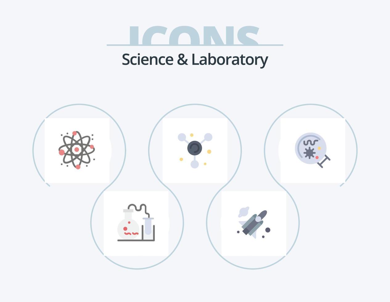 pack d'icônes plates scientifiques 5 conception d'icônes. . loupe. réagir. laboratoire. science vecteur