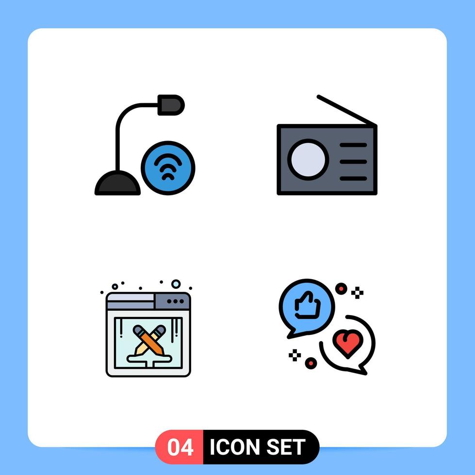 ensemble de 4 symboles d'icônes d'interface utilisateur modernes signes pour ordinateurs conception matériel gadgets logiciels éléments de conception vectoriels modifiables vecteur